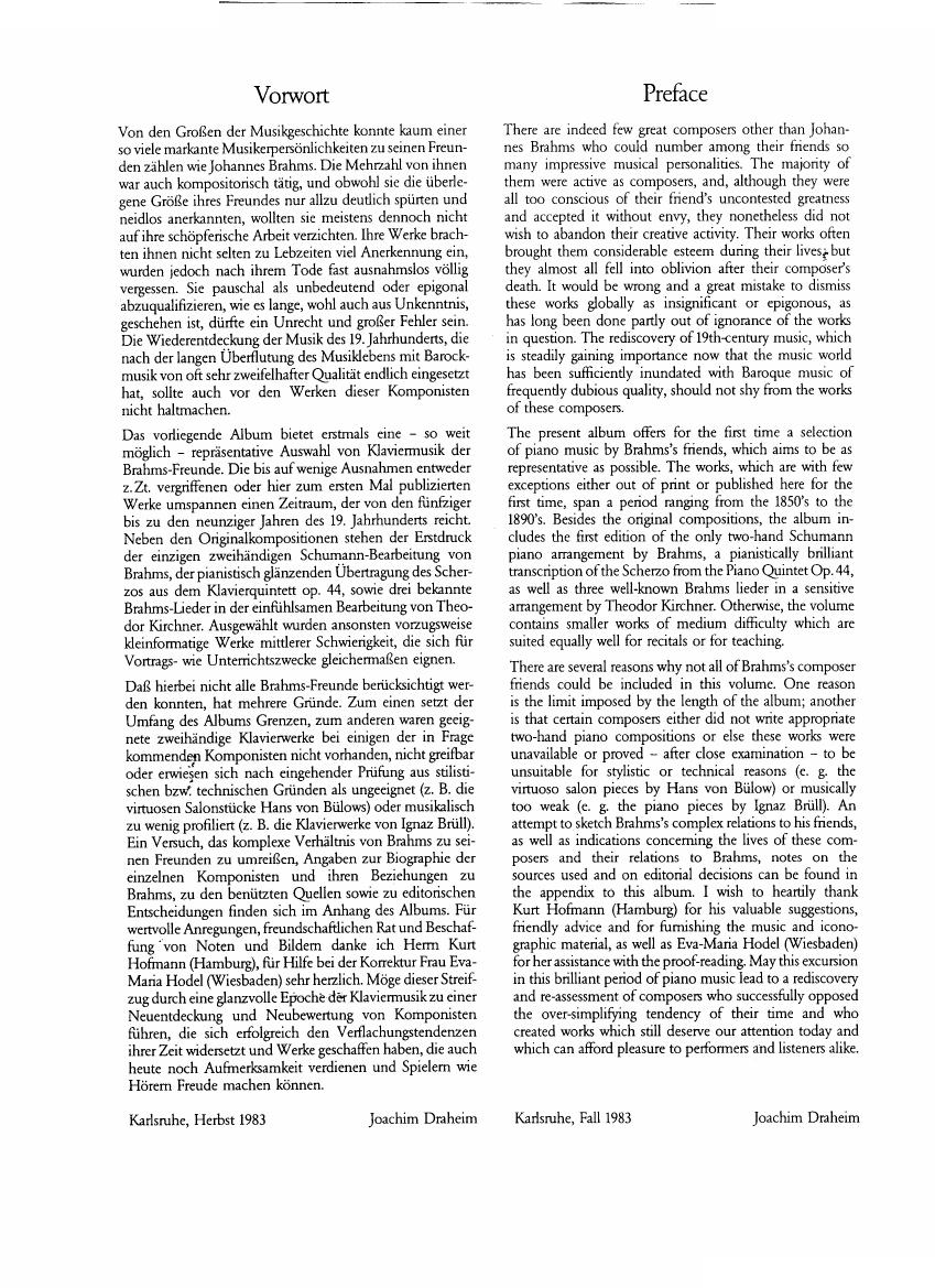 Brahms and his friends Anthology - 1 1 -