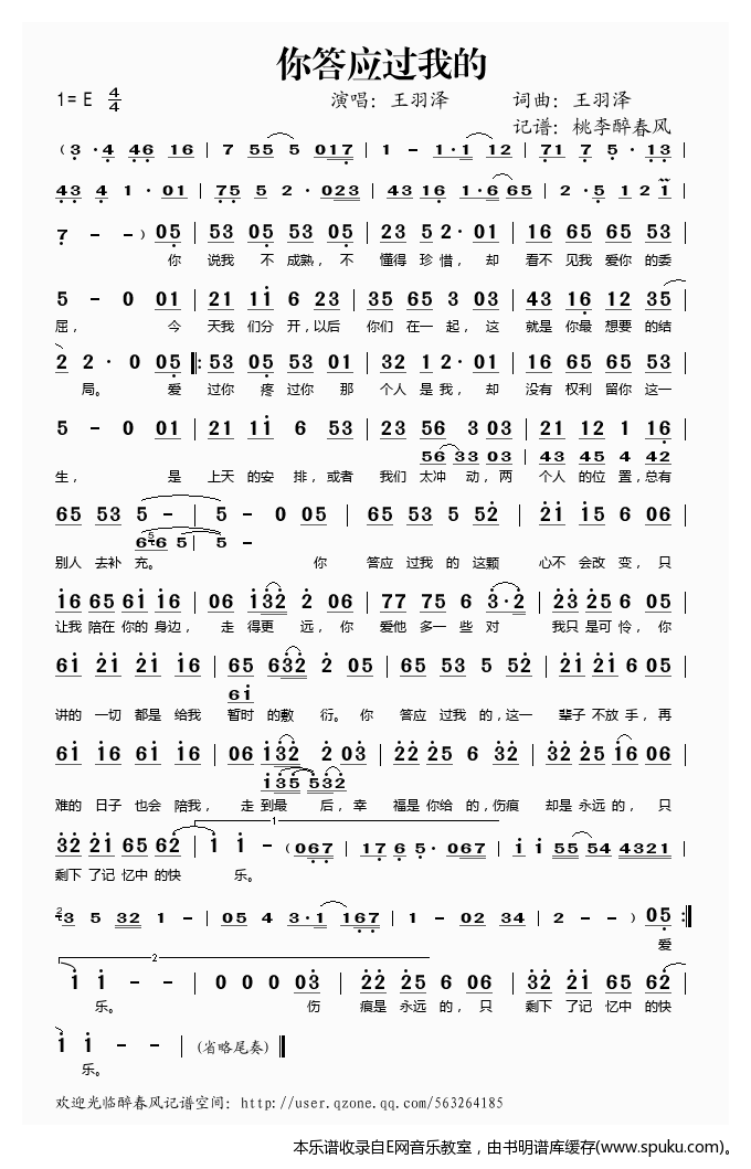 你答应过我的——王羽泽（）