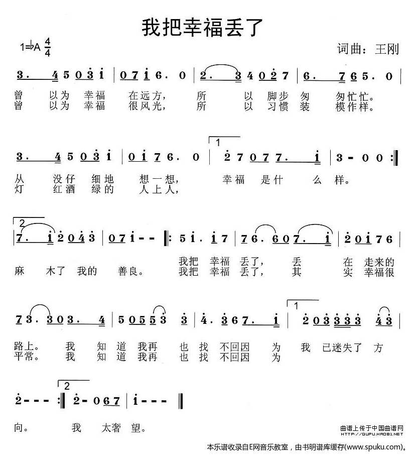 我把幸福丢了-王刚词曲