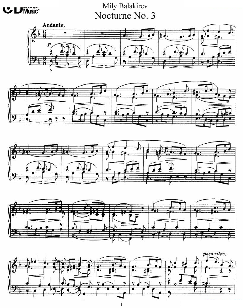 Balakirev - Nocturne No. 3 Nocturne No. 3 -