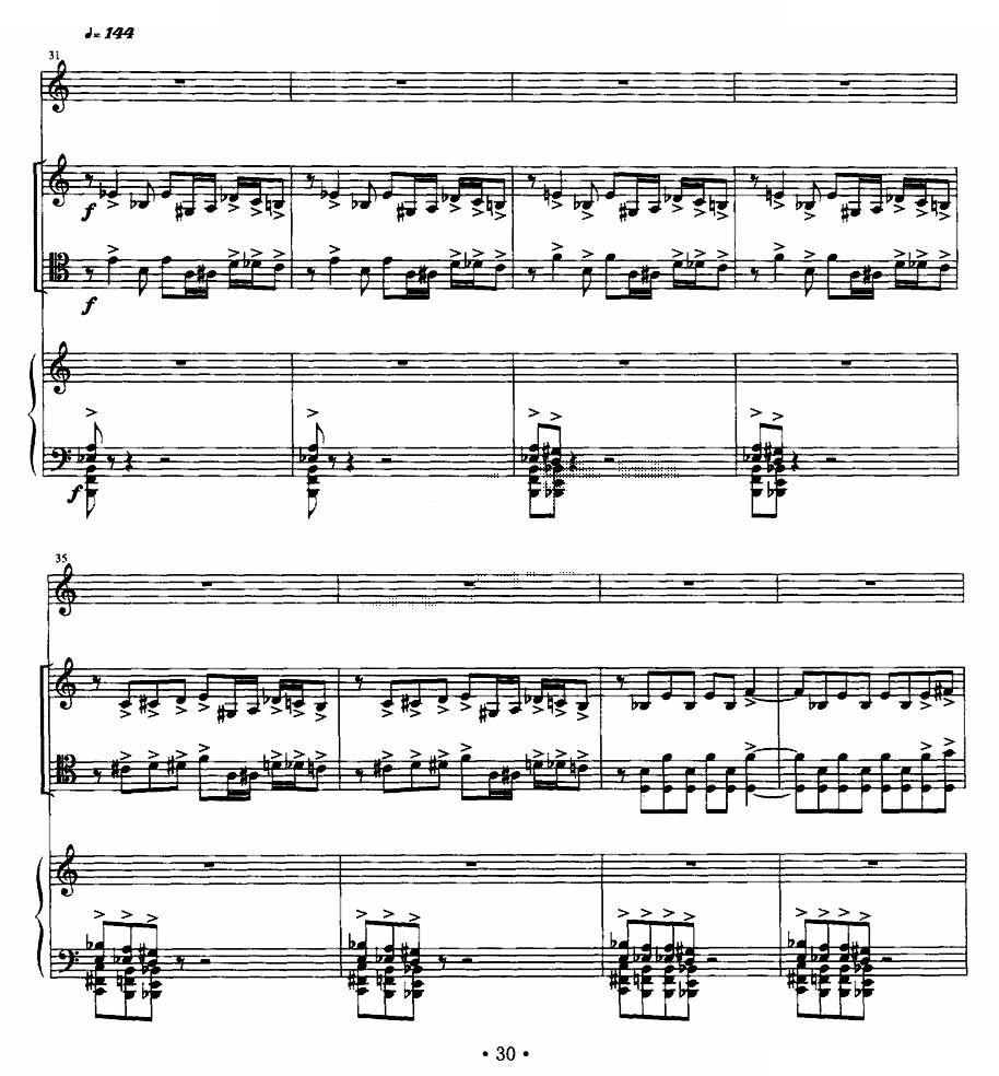 四重奏 op．41 （为小提琴、大提琴、单簧管与钢琴而作） 提琴谱