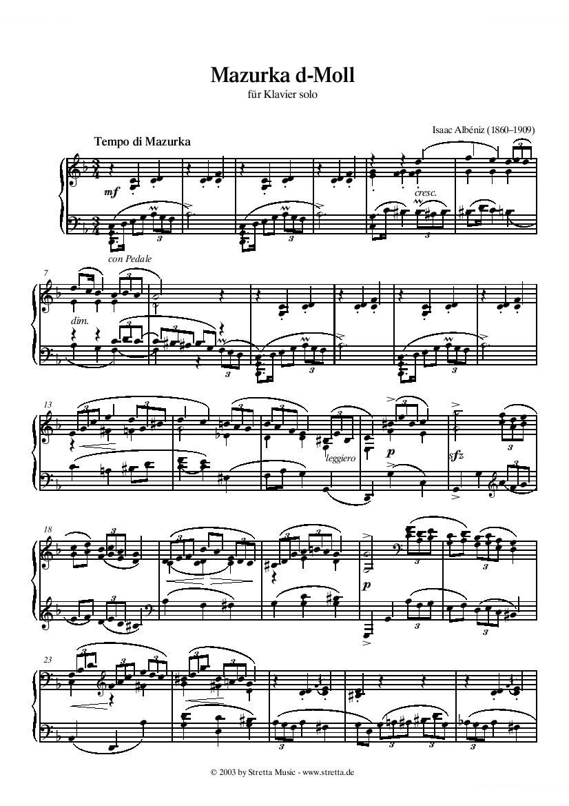 Albeniz - Mazurka d-Moll Mazurka d-Moll -