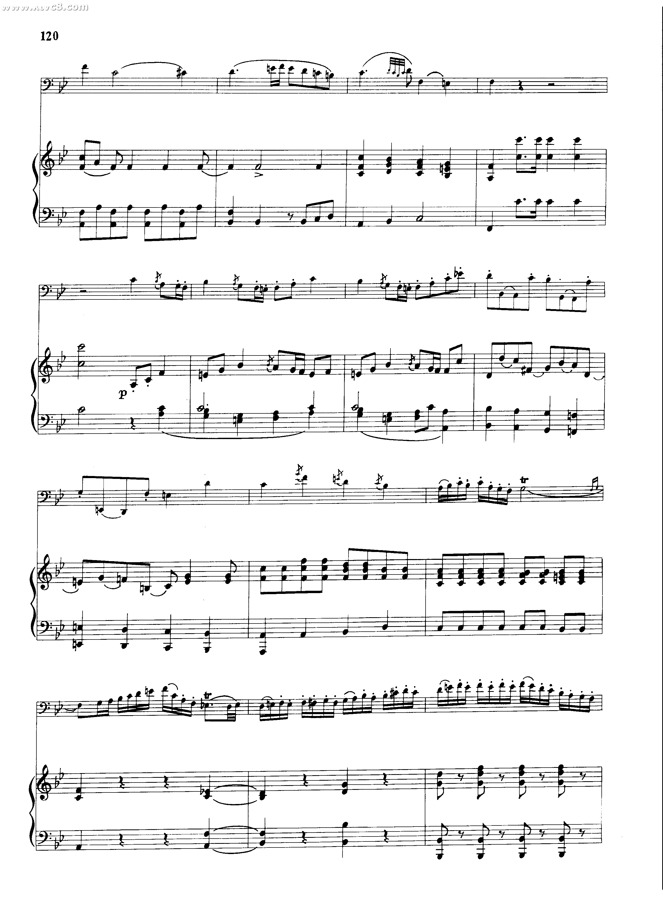 降B大调协奏曲 铜管乐谱