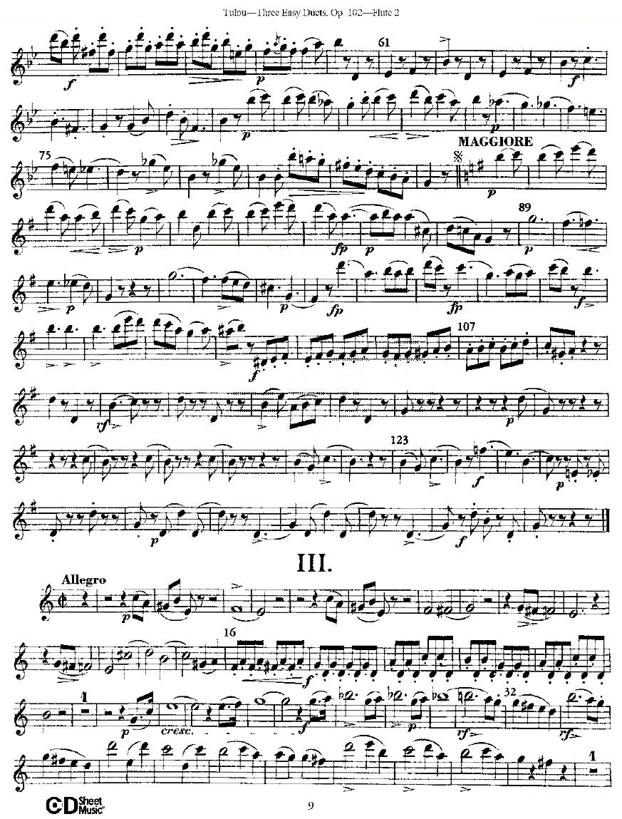 Three Easy Duets,Op.102 之第二长笛（三首简易重奏曲作品102号） 铜管乐谱