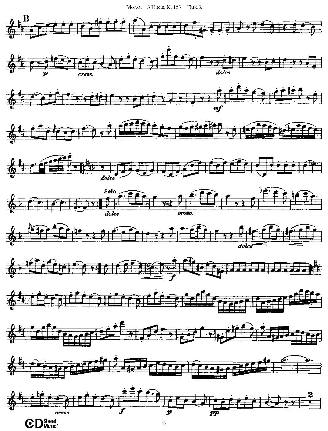 3 Duets K.157 之第二长笛（二重奏三首 K157号） 铜管乐谱