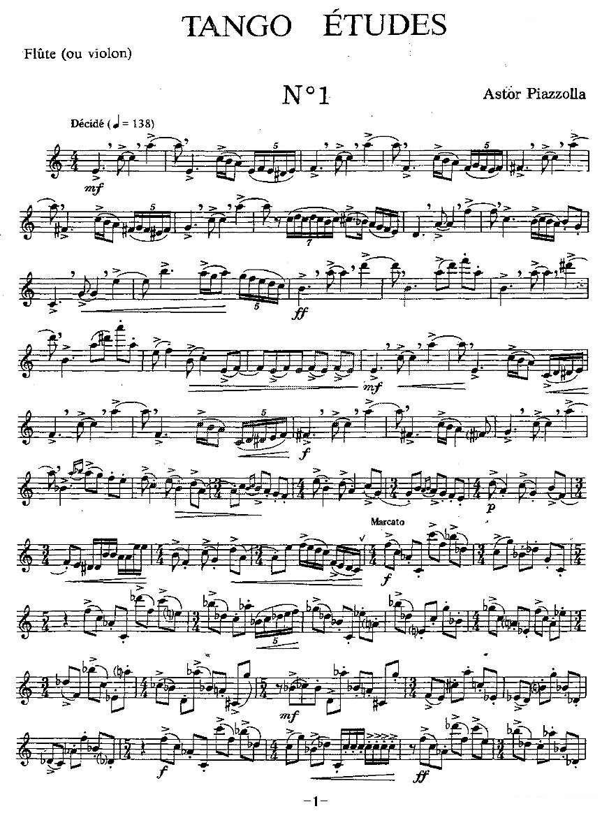 Tango Etudes 之一 笛萧谱