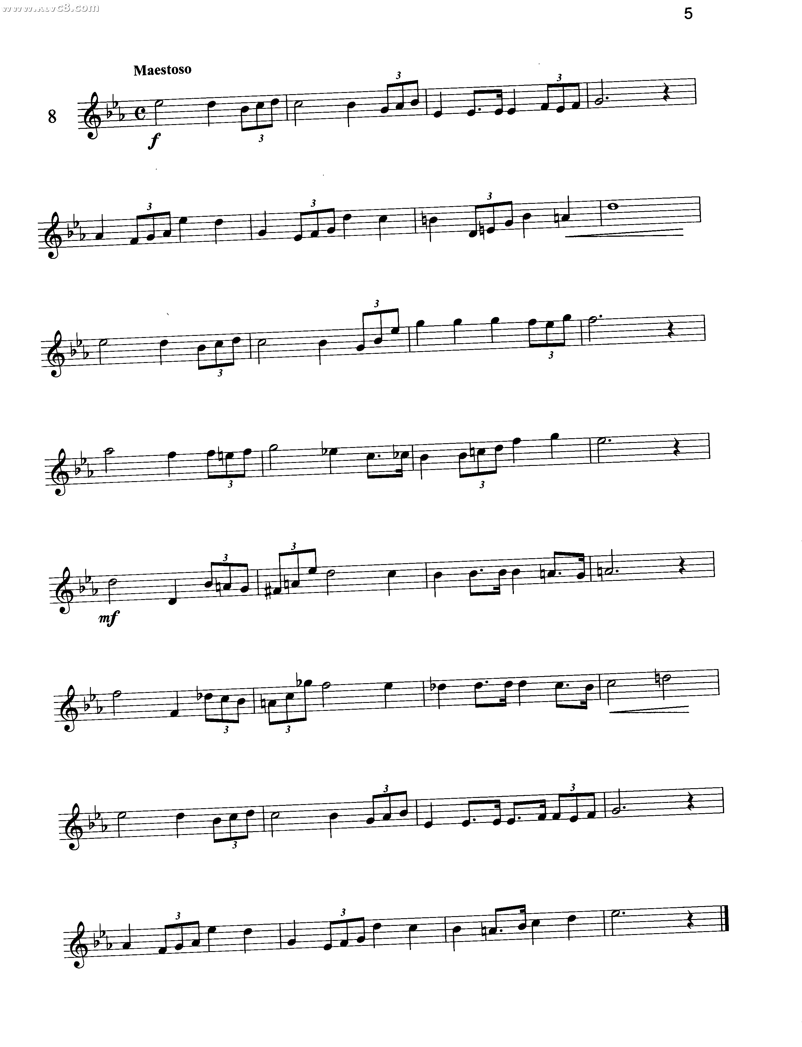 巴拉萨年小号_短号练习曲 铜管乐谱