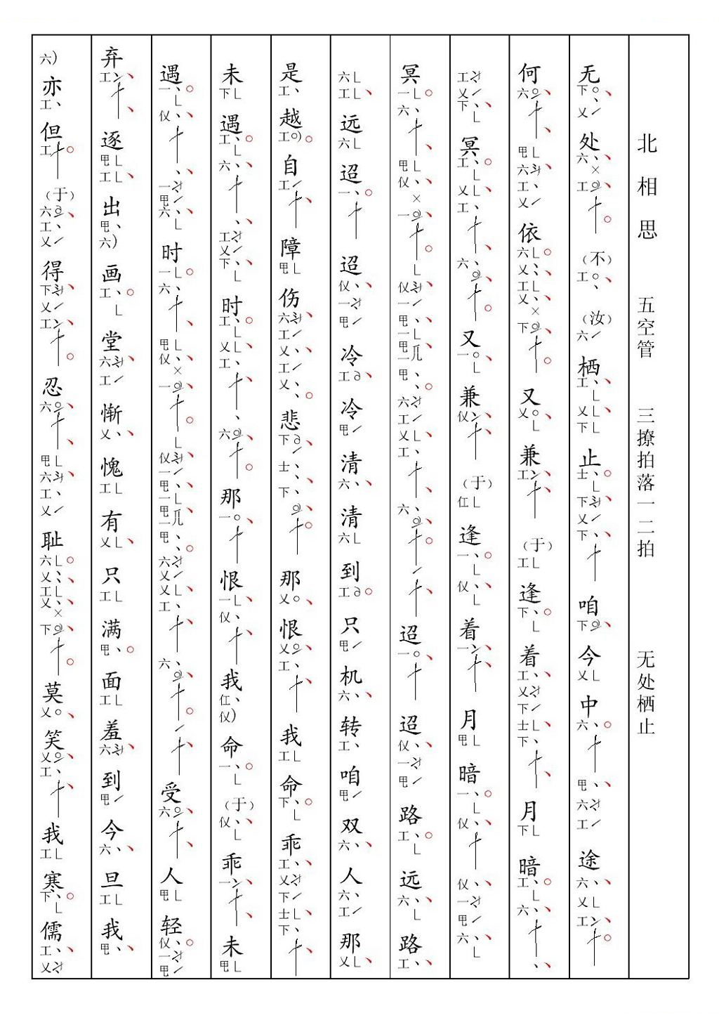 [南音工X谱] 无处栖止 其他唱谱