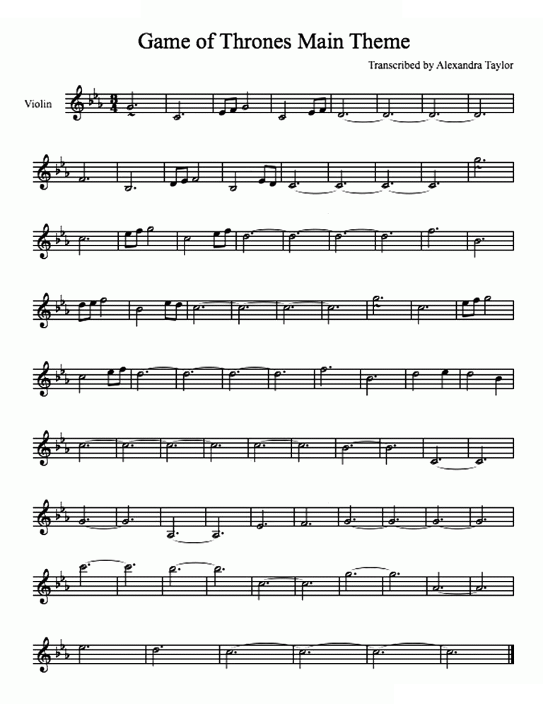 Game of Thrones Main Theme（冰与火之歌） 提琴谱