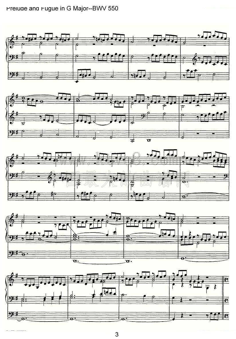 Prelude and Fugue in G Major--BWV 550（管风琴谱） 