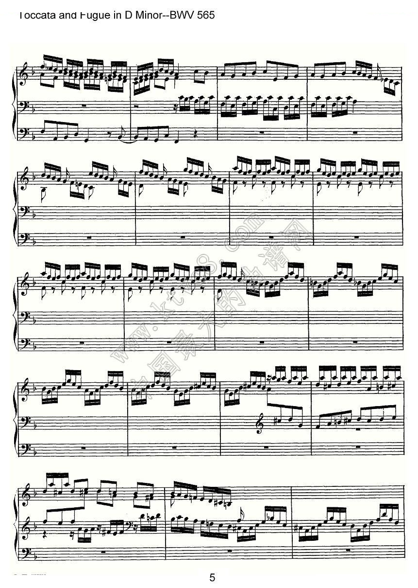 Toccata and Fugue in D Minor--BWV 565（管风琴谱） 