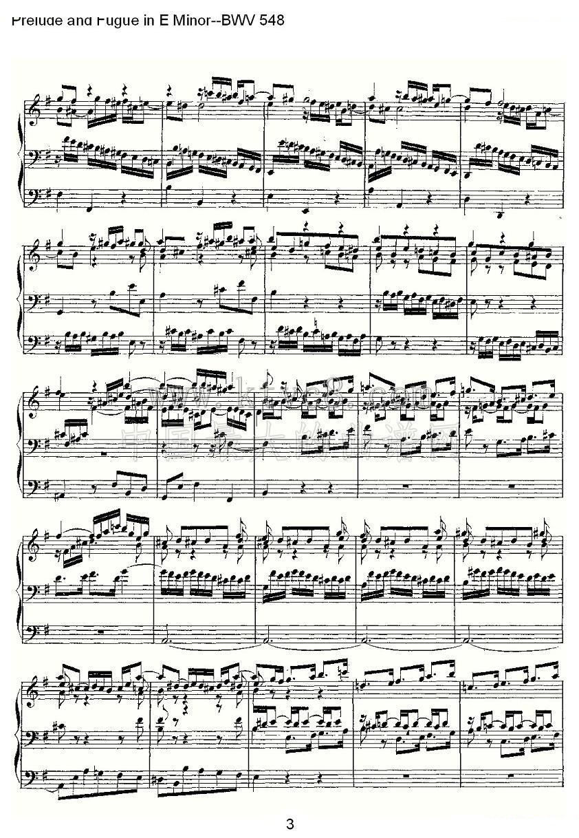 Prelude and Fugue in E Minor--BWV 548 （管风琴谱） 