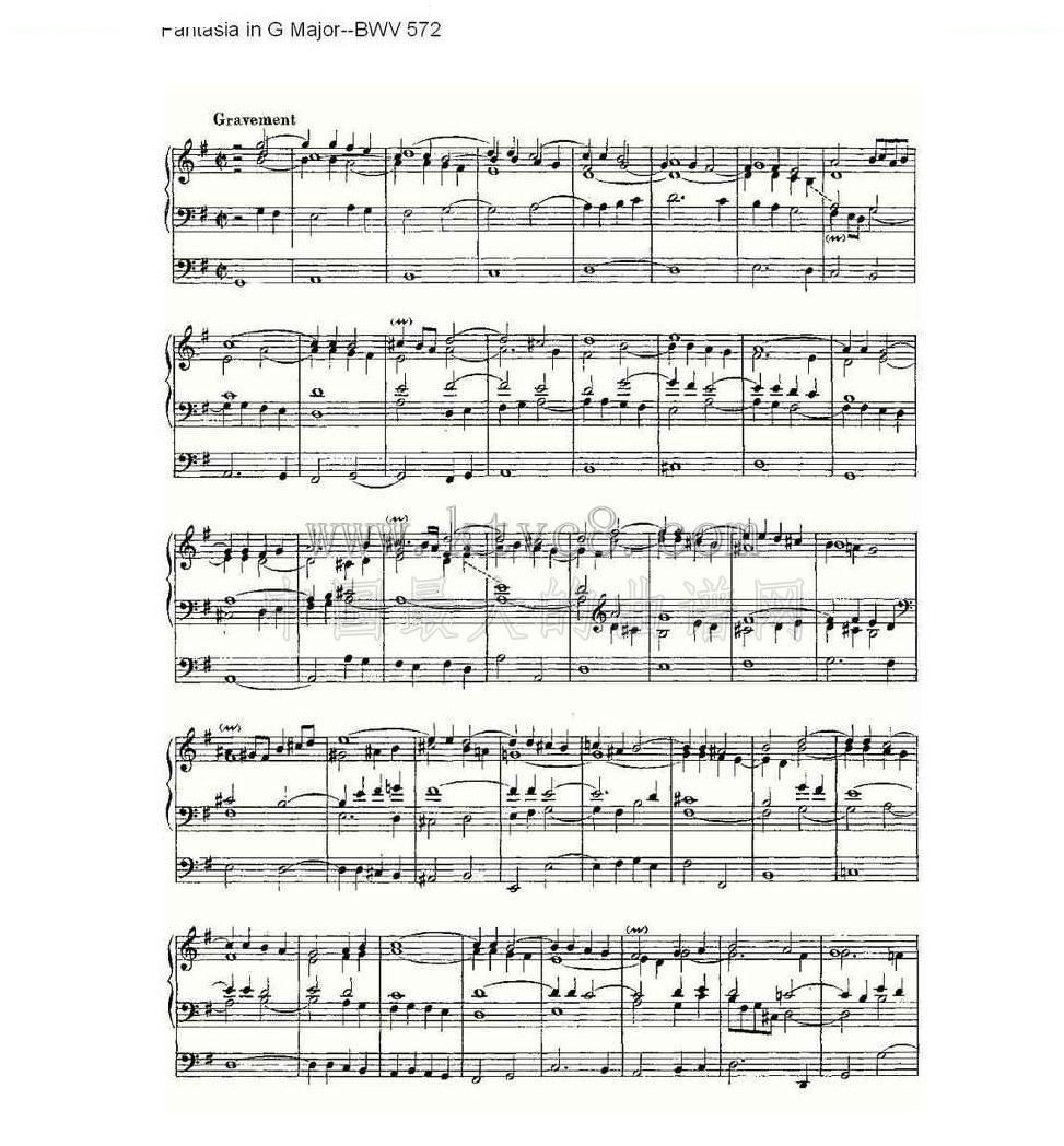 Fantasia in G Major--BWV 572 （管风琴谱） 