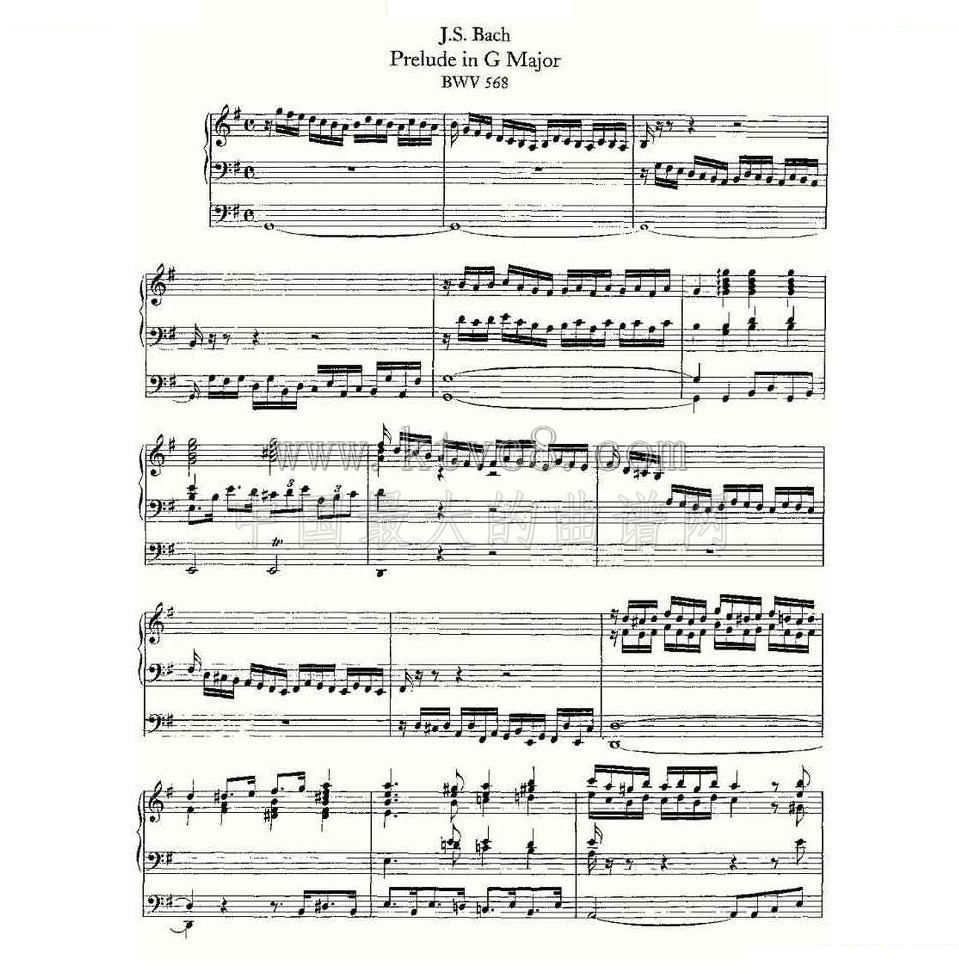 Prelude in G Major--BWV 568 （管风琴谱） 
