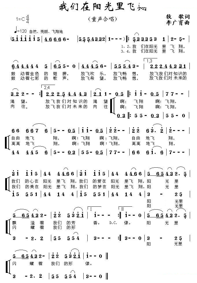 我们在阳光里飞翔（合唱）