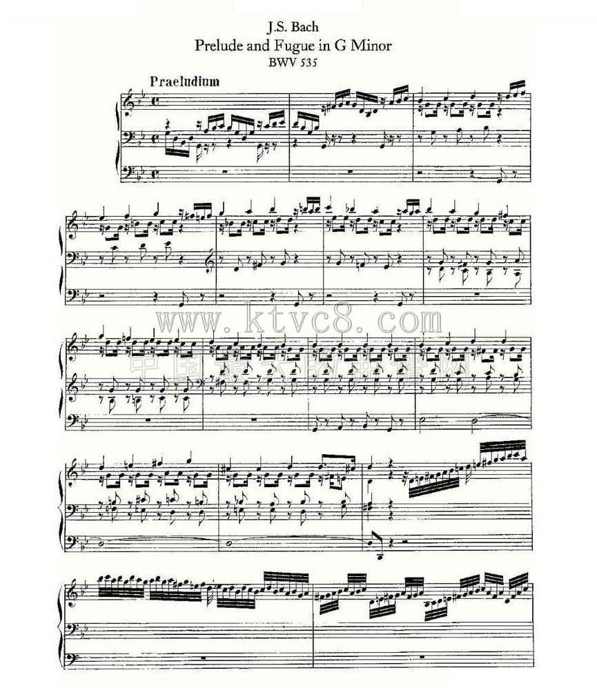 Prelude and Fugue in G Minor--BWV 535 （管风琴谱） 