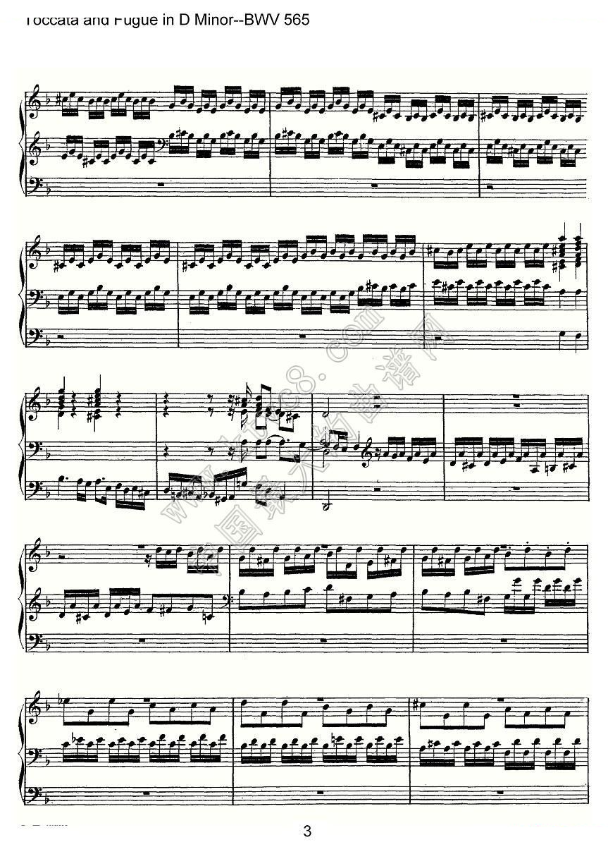 Toccata and Fugue in D Minor--BWV 565（管风琴谱） 