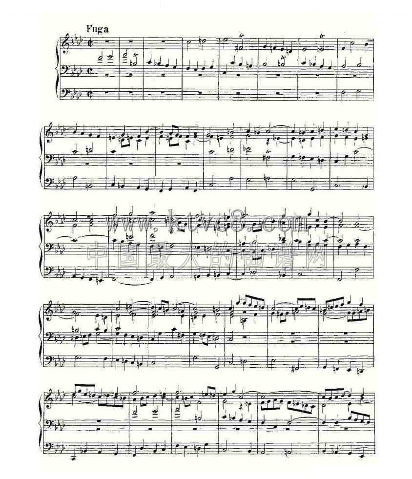 Prelude and Fugue in F Minor--BWV 534 （管风琴谱） 