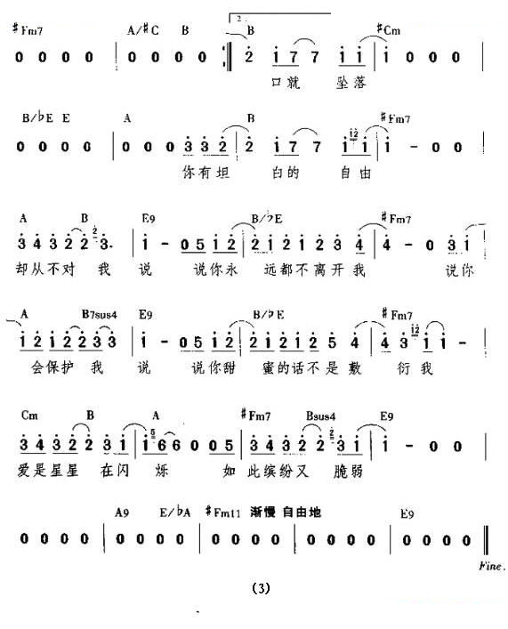 说你永远都不离开我（带和弦）