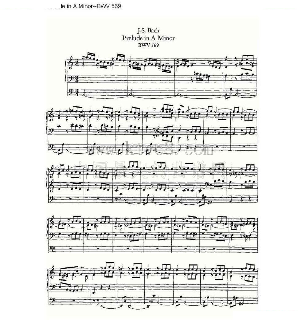 Fantasia in G Major--BWV 572 （管风琴谱） 