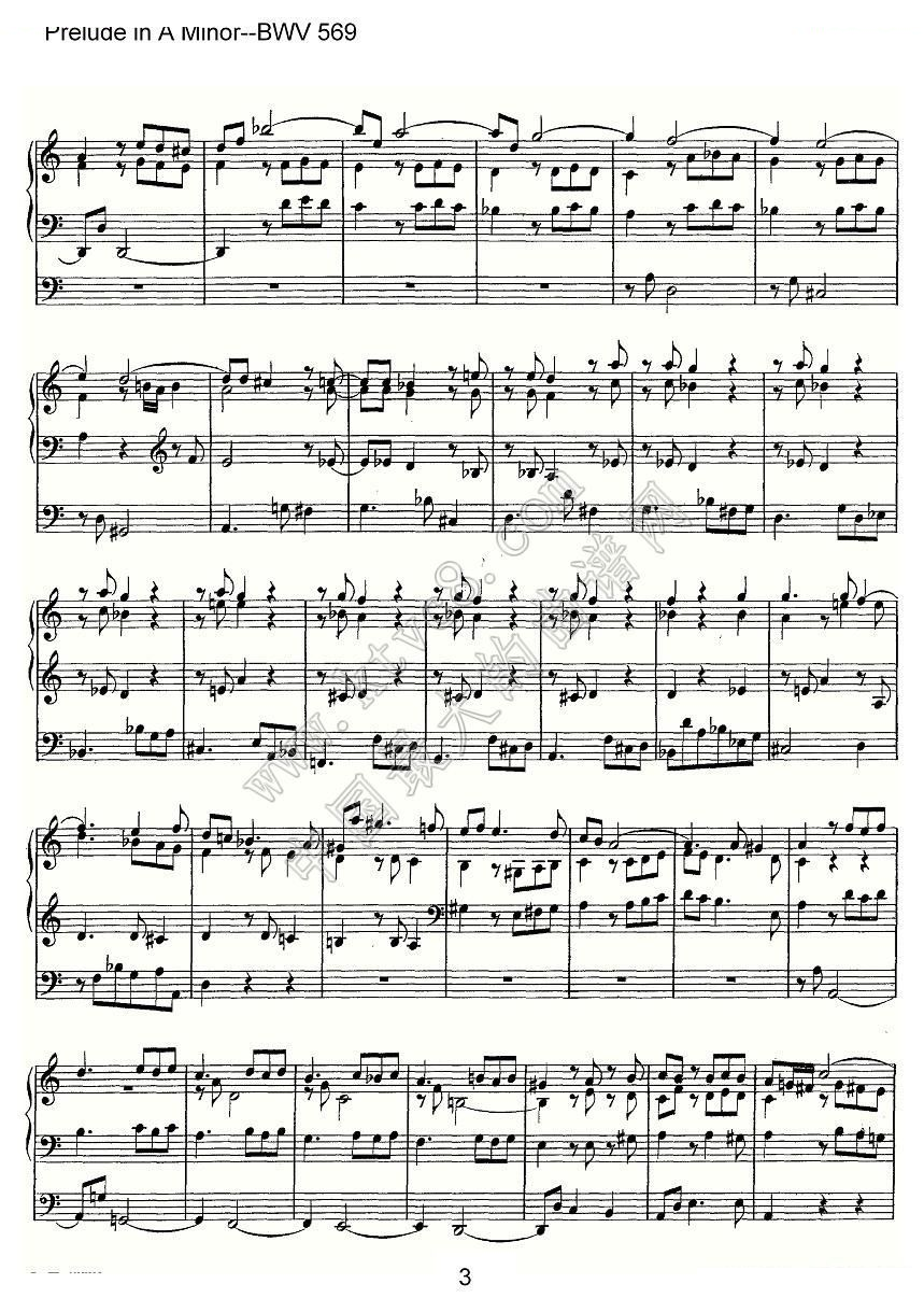 Prelude in A Minor--BWV 569（管风琴谱） 