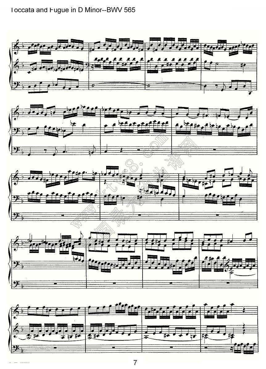 Toccata and Fugue in D Minor--BWV 565（管风琴谱） 