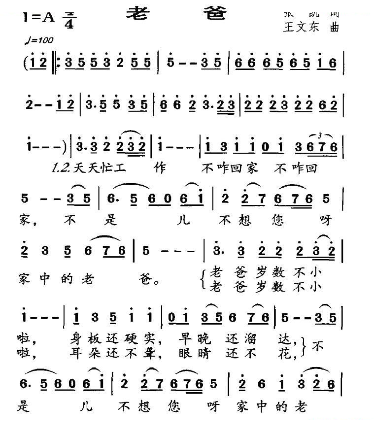 老爸（张凯词 王文东曲）