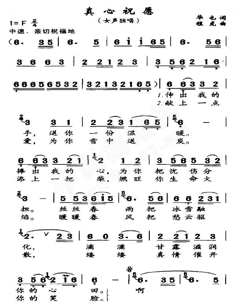 真心祝愿（华也词 程龙曲）