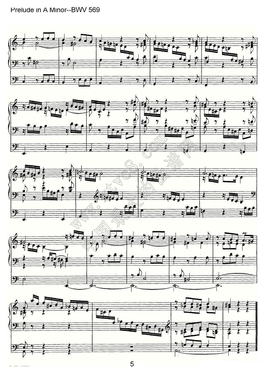 Prelude in A Minor--BWV 569（管风琴谱） 