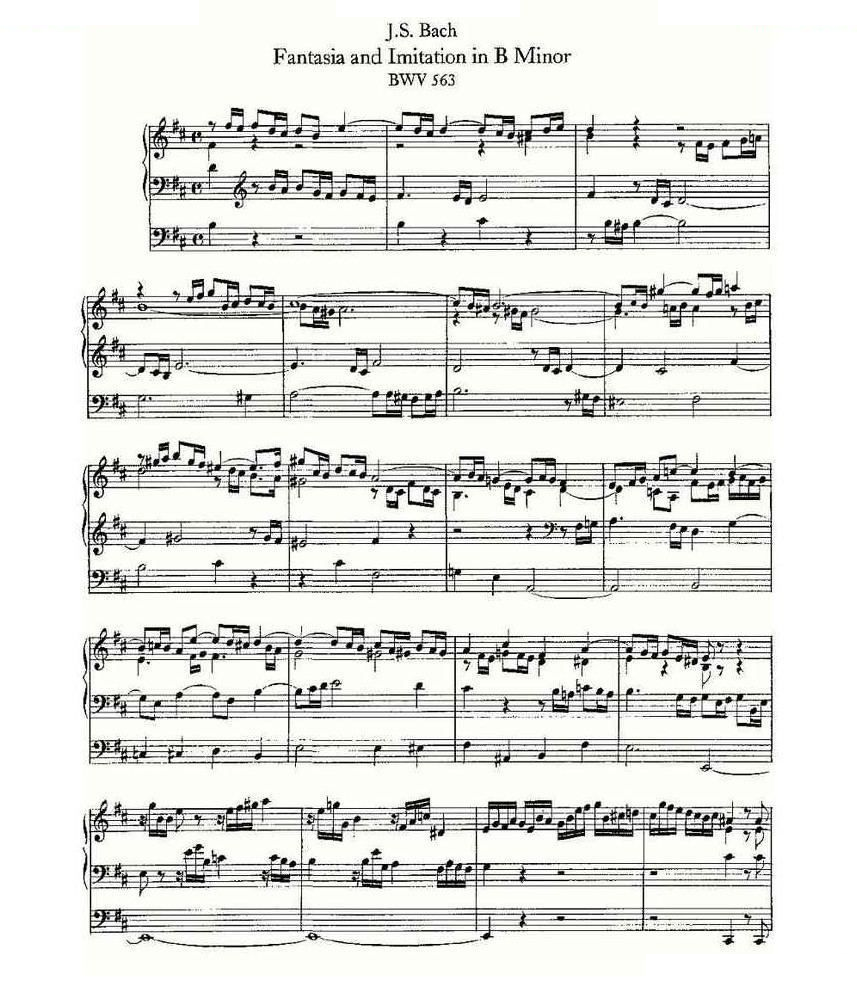 Fantasia and Imitation in B Minor--BWV 563 （管风琴谱） 