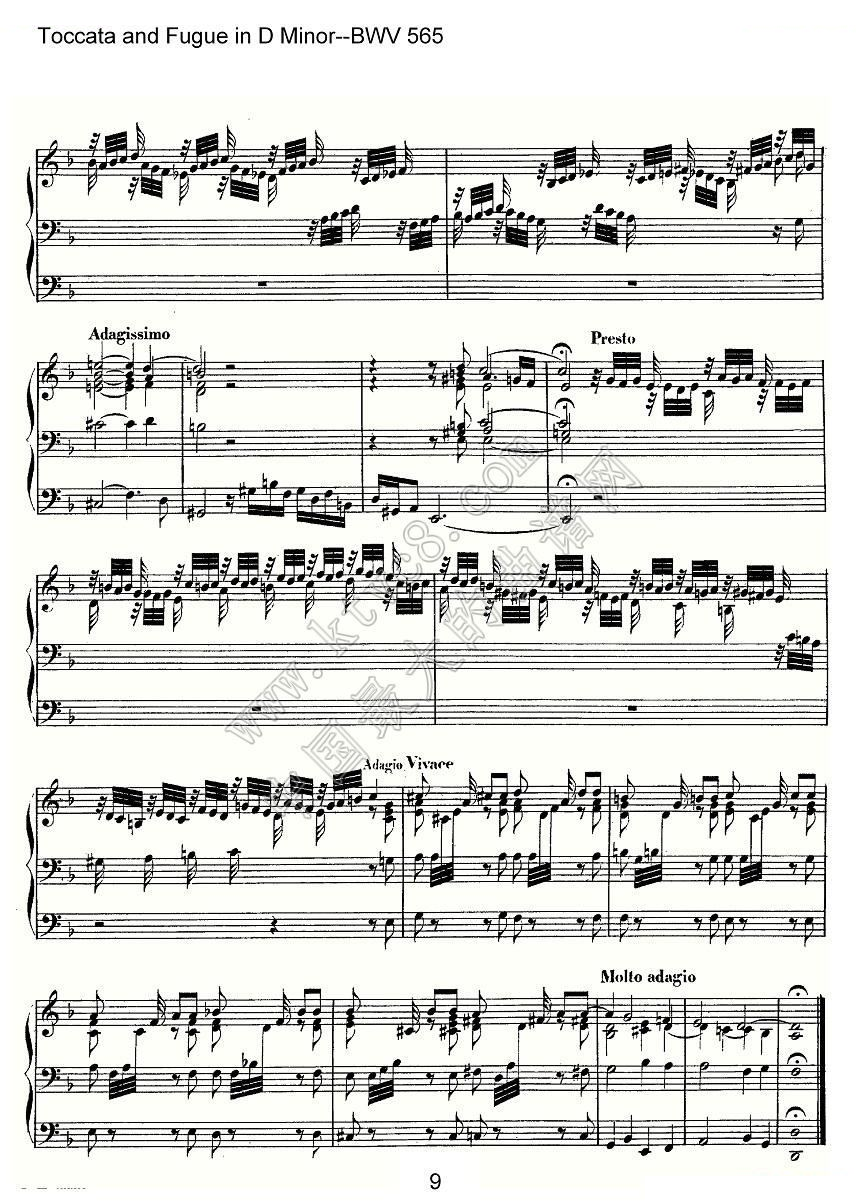 Toccata and Fugue in D Minor--BWV 565（管风琴谱） 