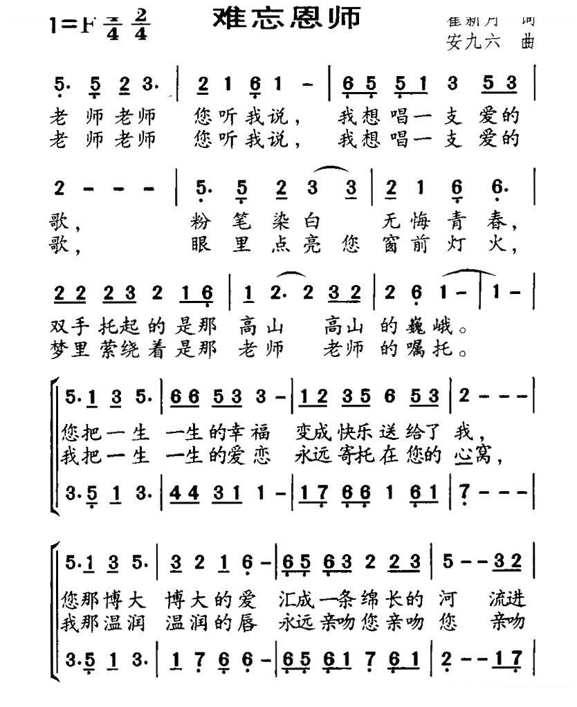 难忘恩师（合唱）