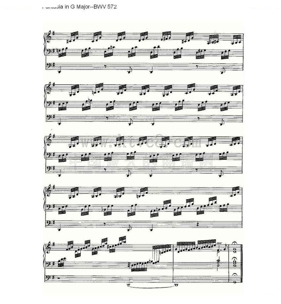 Fantasia in G Major--BWV 572 （管风琴谱） 