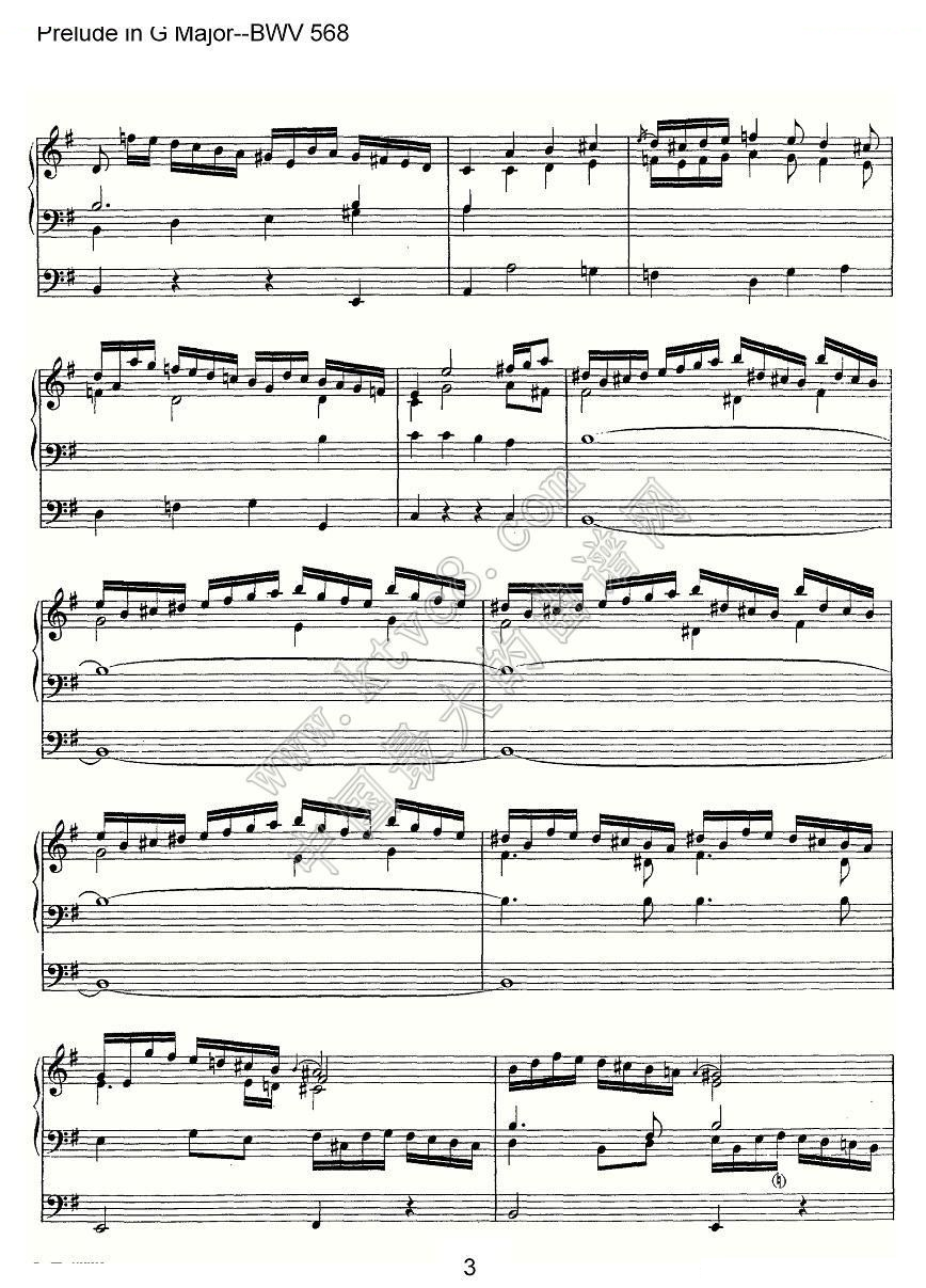 Prelude in G Major--BWV 568（管风琴谱） 