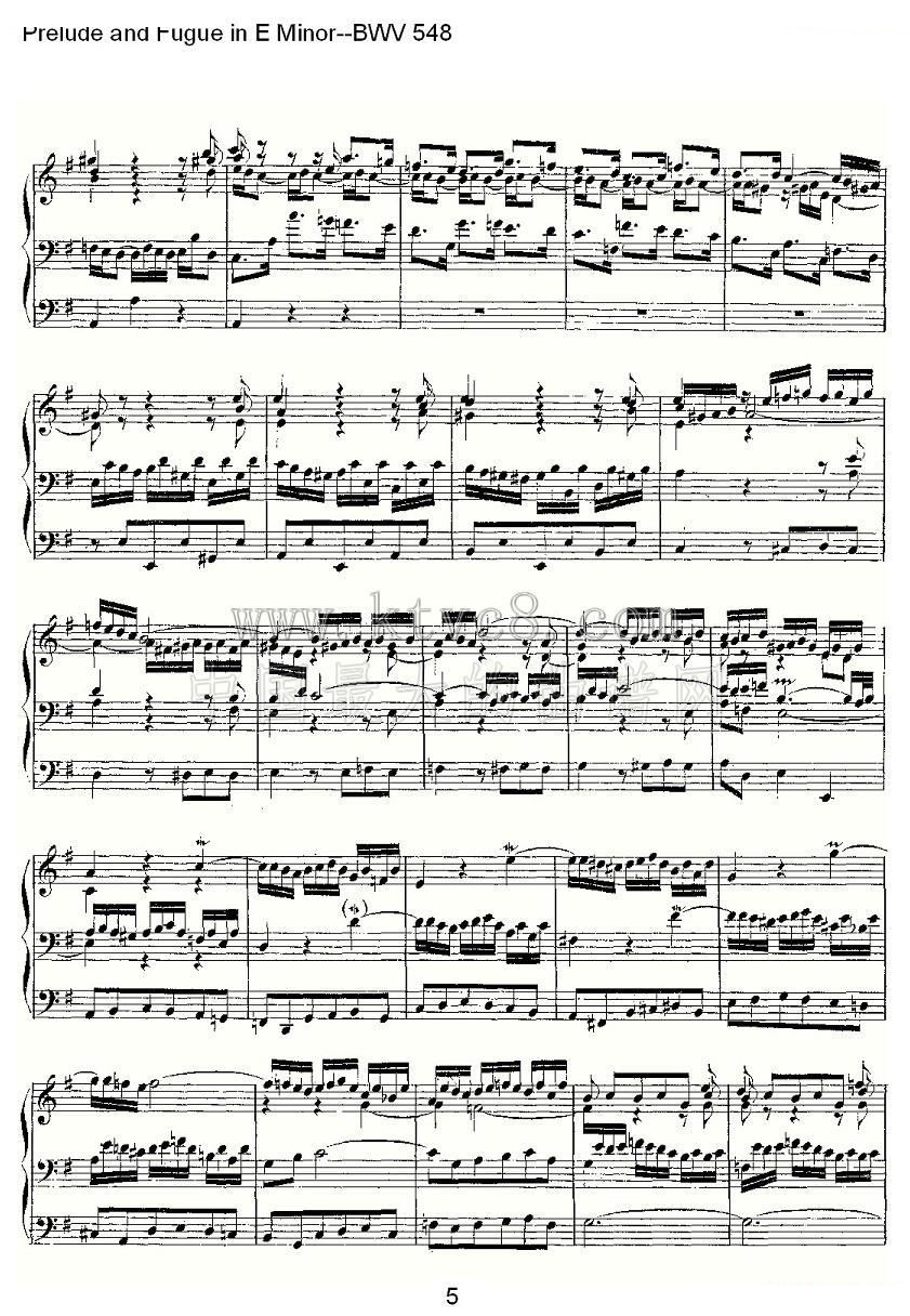 Prelude and Fugue in E Minor--BWV 548 （管风琴谱） 
