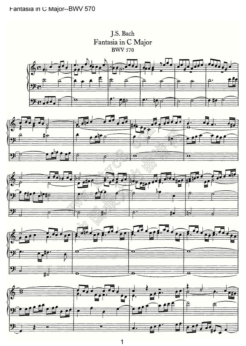 Fantasia in C Major--BWV 570（管风琴谱） 