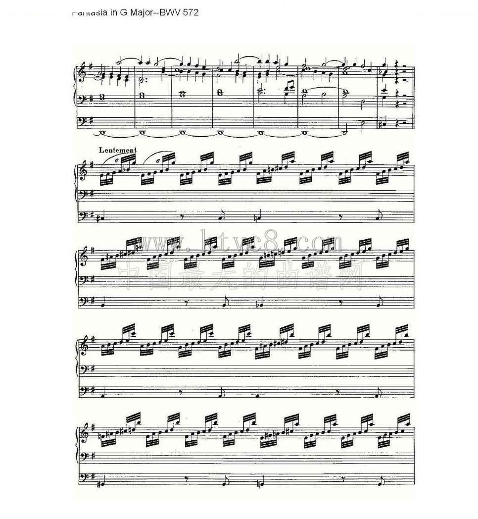 Fantasia in G Major--BWV 572 （管风琴谱） 