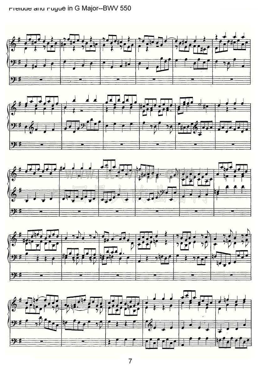 Prelude and Fugue in G Major--BWV 550（管风琴谱） 