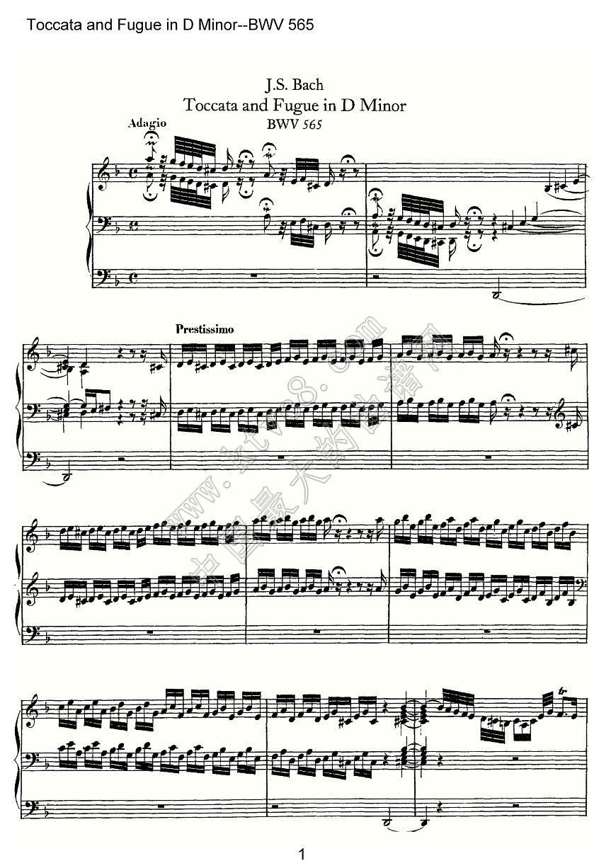 Toccata and Fugue in D Minor--BWV 565（管风琴谱） 