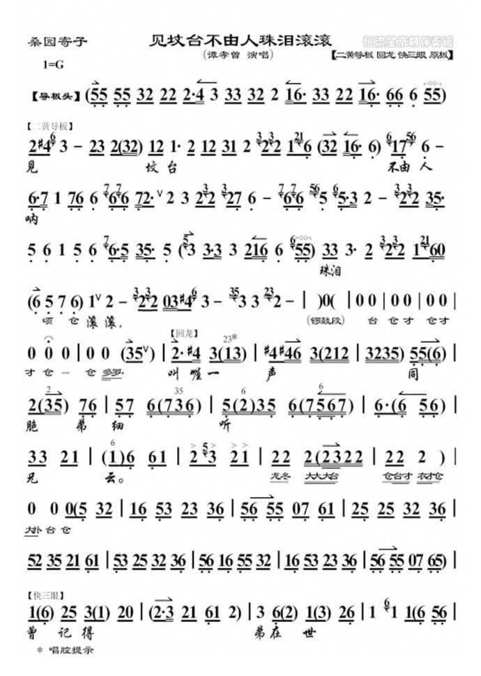 （转帖）桑园寄子--见坟台不由人珠泪滚滚（谭孝曾）