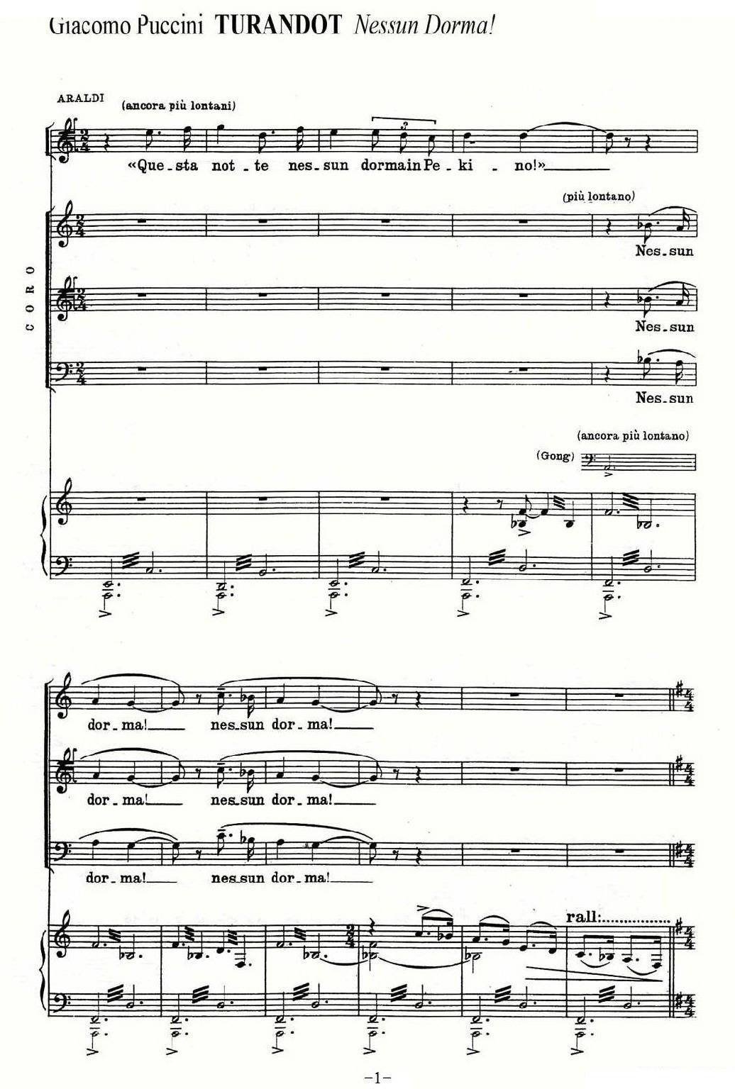 [意]今夜无人入眠（歌剧兰朵选曲、合唱与钢琴伴奏）