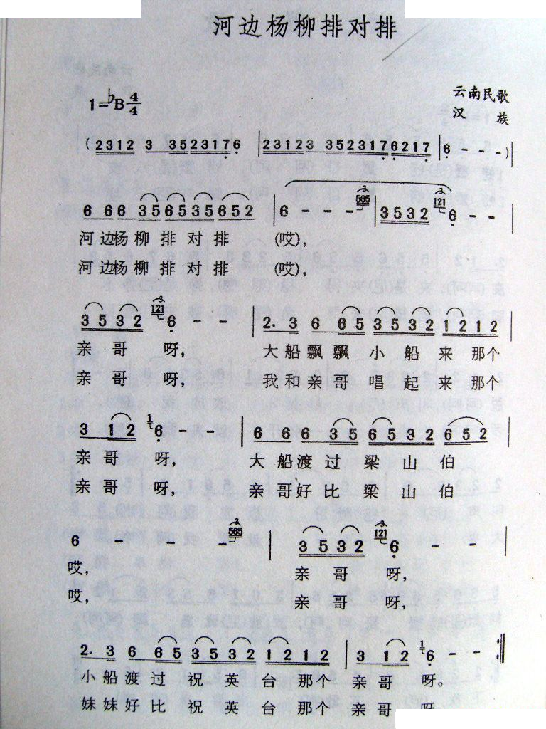 河边杨柳排对排