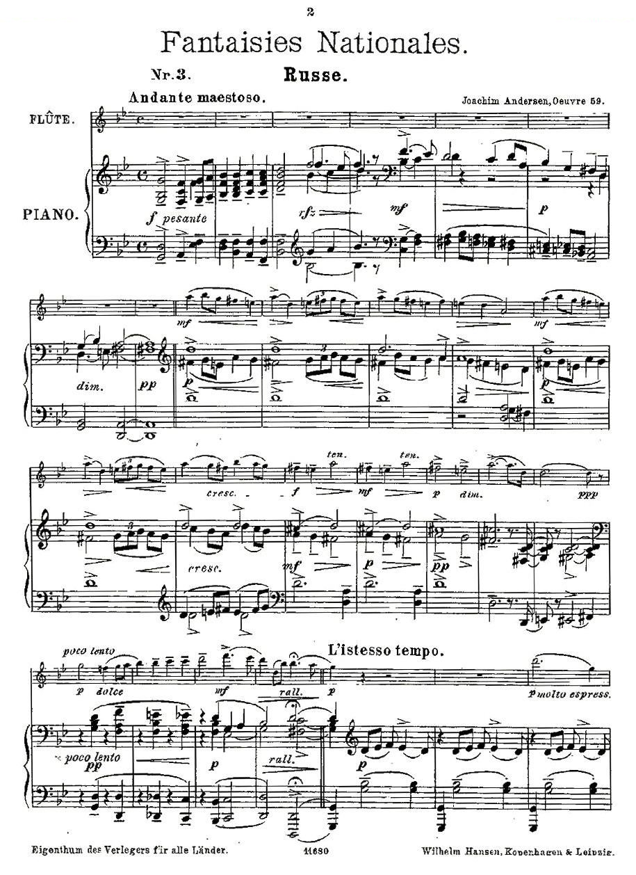 Fantaisies nationales. Op. 59, 3. （长笛 钢琴伴奏） 