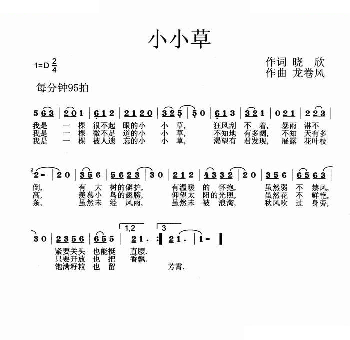 小小草（晓欣词 龙卷风曲）