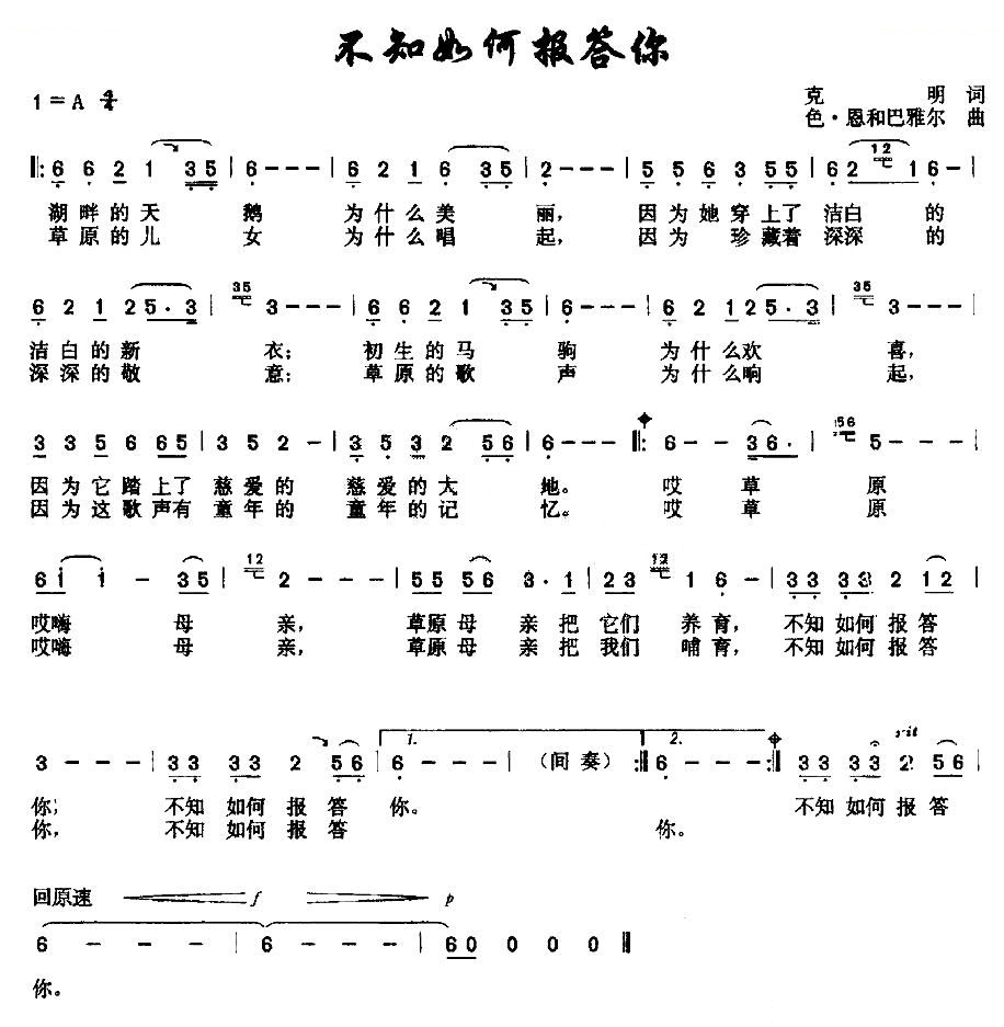 不知如何报答你