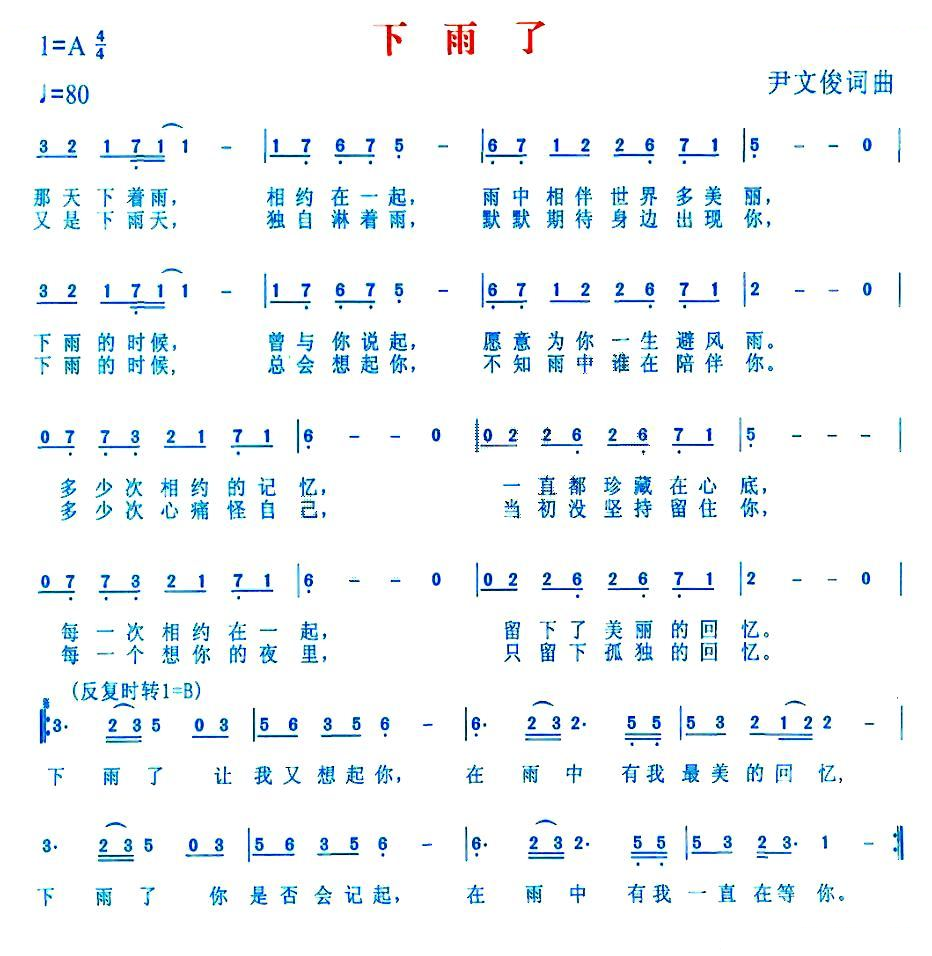 下雨了（尹文俊词曲）