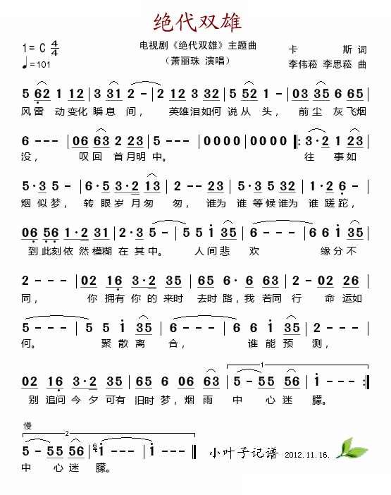 绝代双雄（电视剧绝代双雄主题曲）