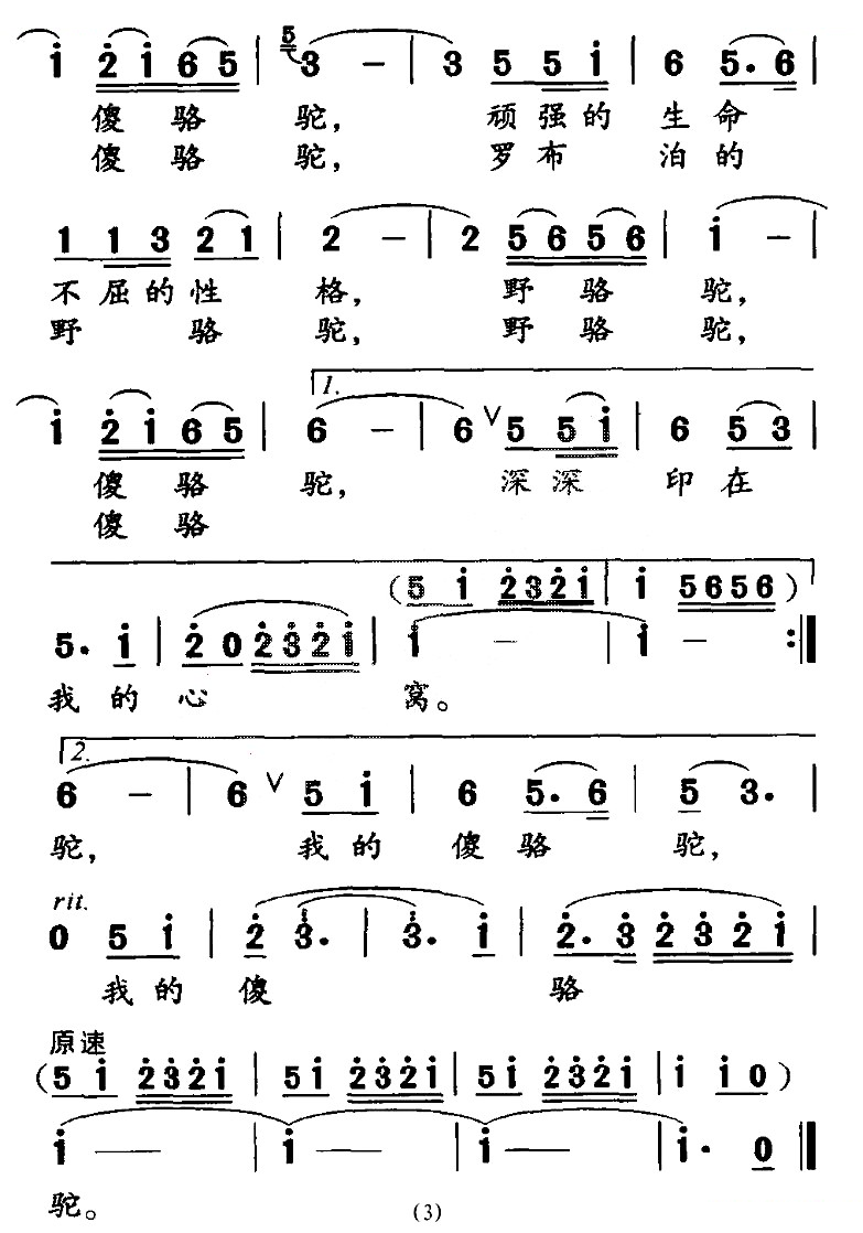 野骆驼 傻骆驼（高枫词 胡绍正曲）
