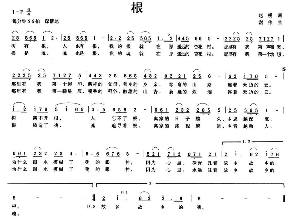 根（赵明词 谢伟曲）