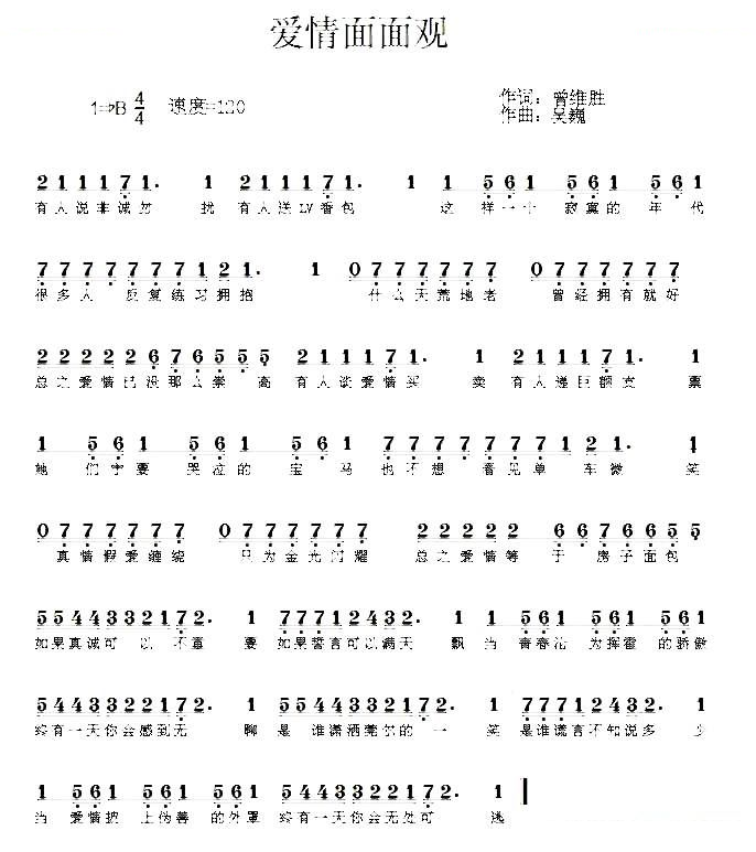 爱情面面观（小曾词 吴巍曲）